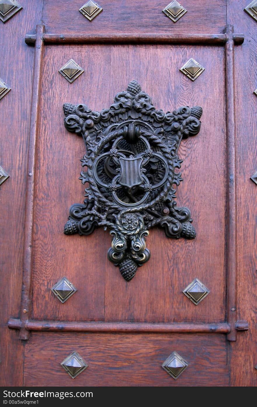 Old door of historical castle in south Bohemia (Hluboka na Vltavou)