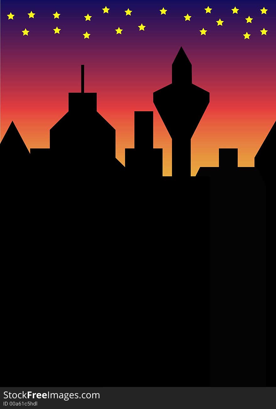 A dusky skyline at night with twinkling stars in the sky and a red sky.
This file is also available as Illustrator-, EPS- and CDR-file. A dusky skyline at night with twinkling stars in the sky and a red sky.
This file is also available as Illustrator-, EPS- and CDR-file