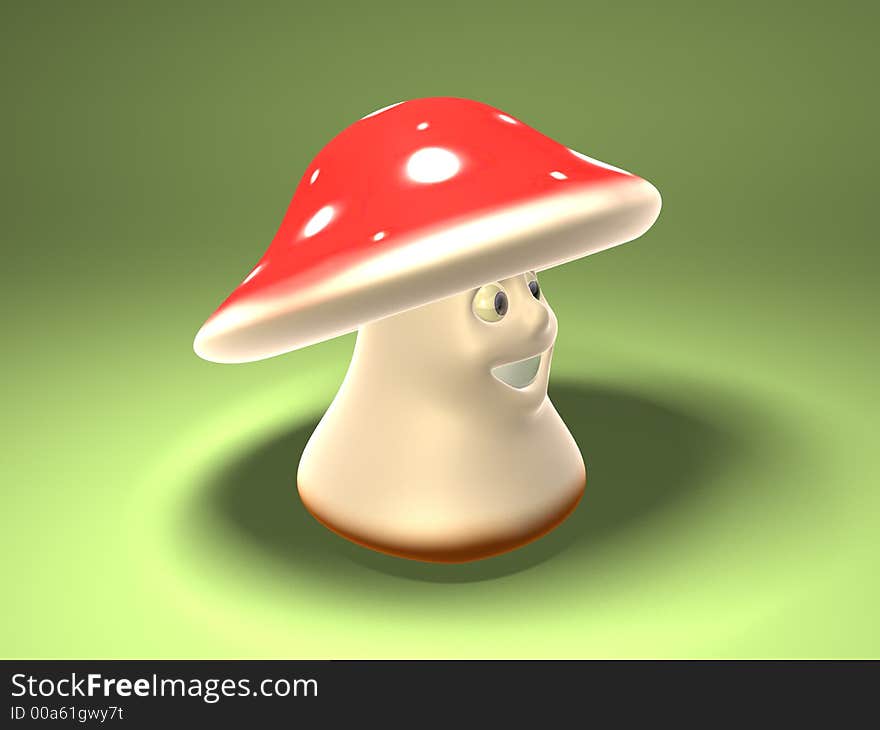 Mushroom, 3d generated picture of a cartoon mushroom