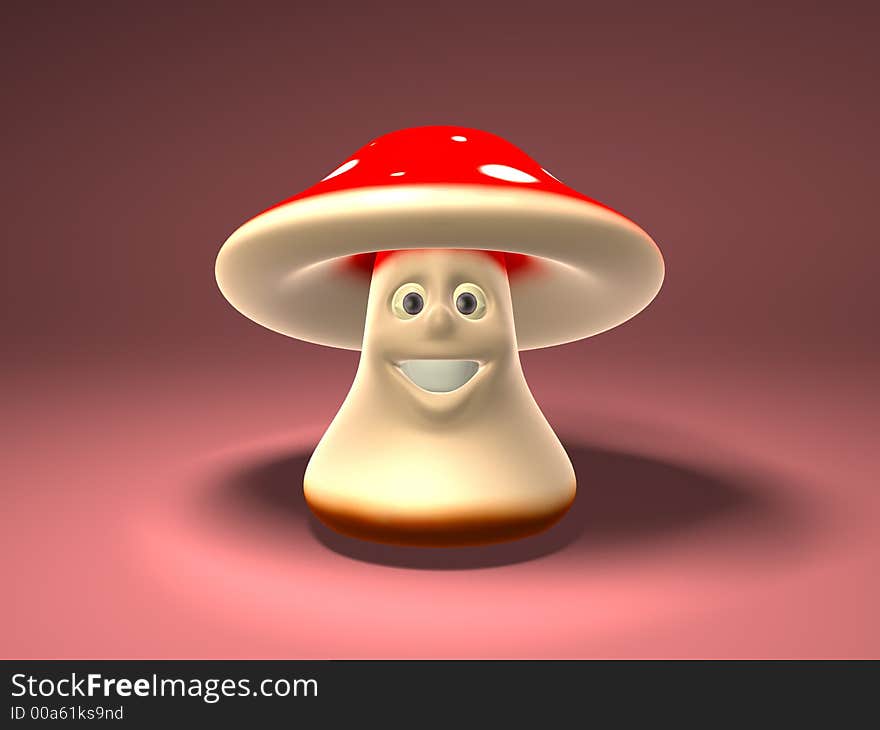 Mushroom, 3d generated picture of a cartoon mushroom