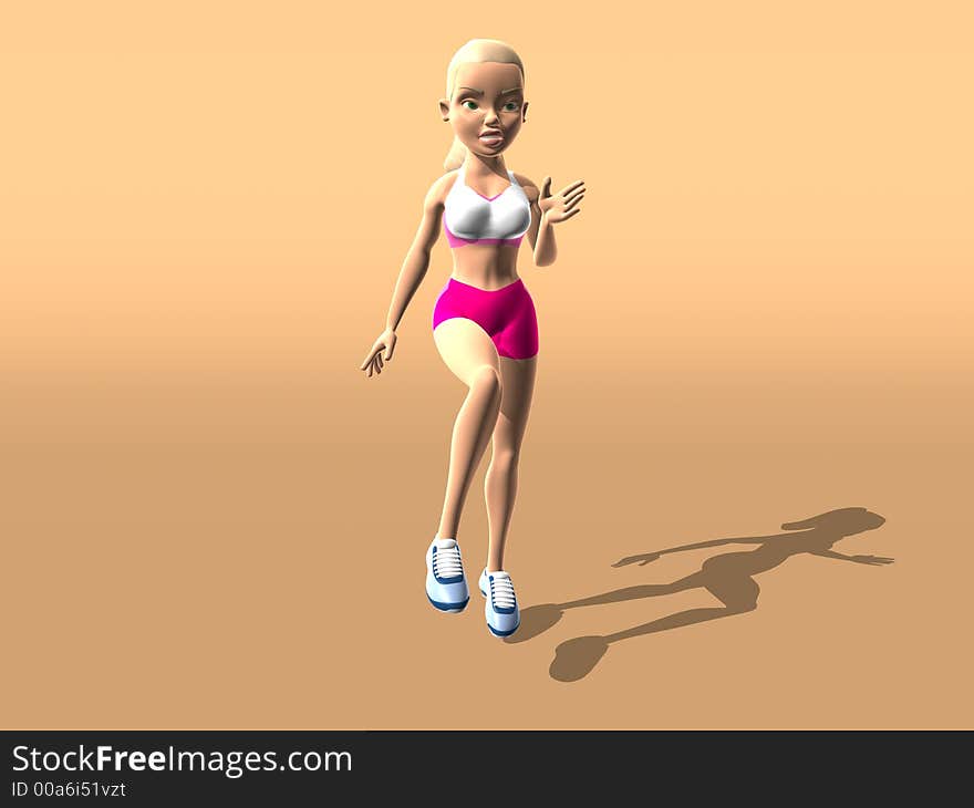 Fitness girl jogging, 3d generated picture. Fitness girl jogging, 3d generated picture