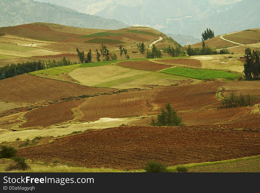 Colorful fields in Andes,Peru. Colorful fields in Andes,Peru