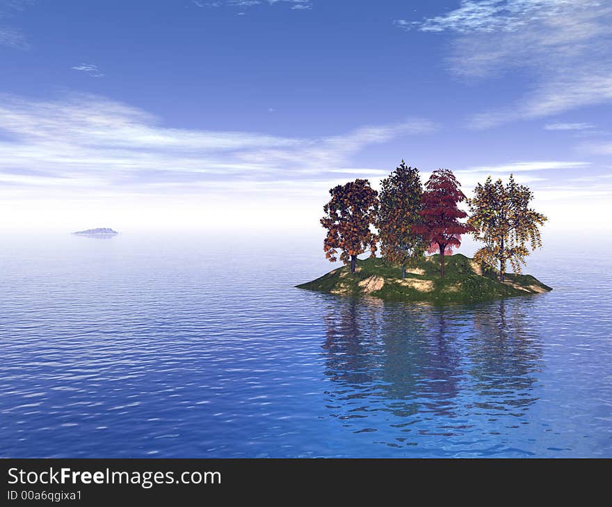 Trees on island - 3d illustration. More in my portfolio. Trees on island - 3d illustration. More in my portfolio.