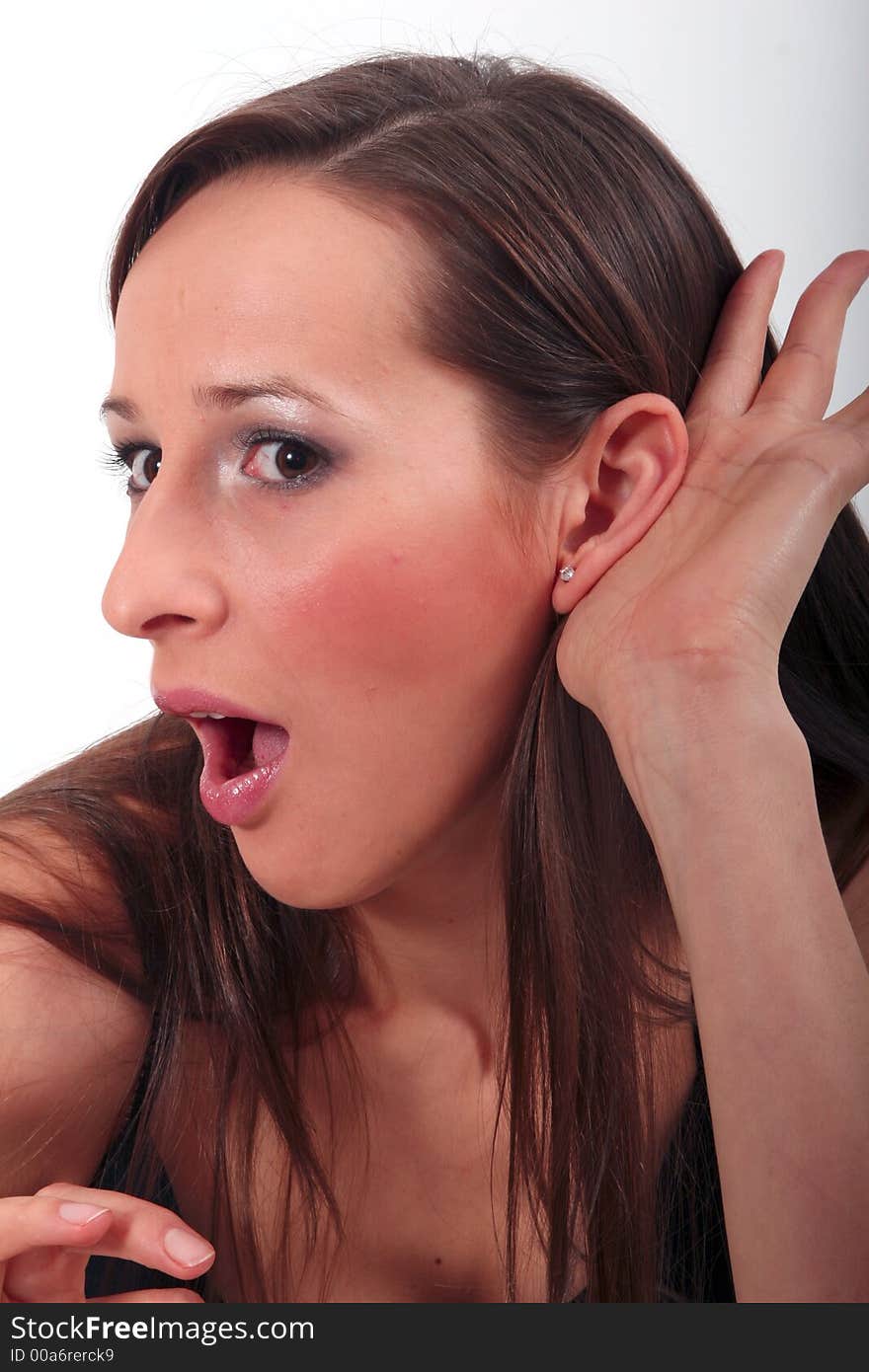 Close-up shot of an astonished woman. Close-up shot of an astonished woman