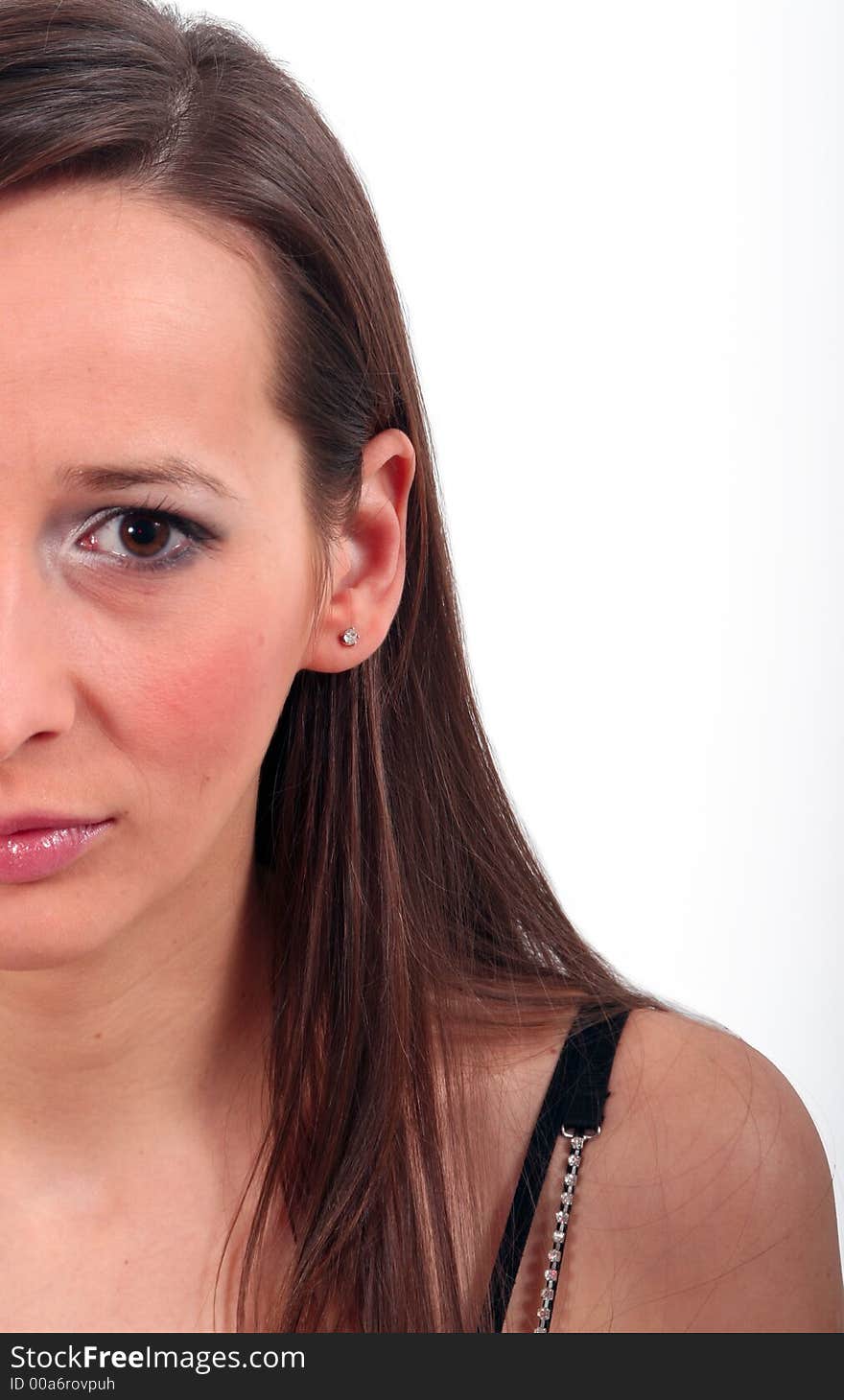 Close-up of a half face of a young girl