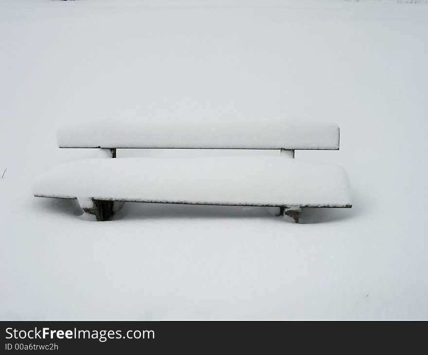 Snowed-in bank in snowy white-out