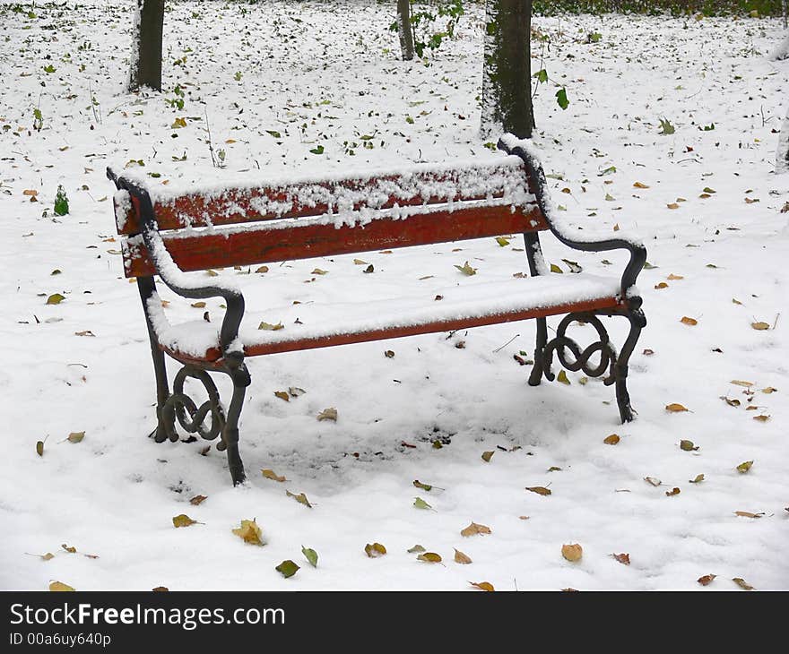 Red Park Bench