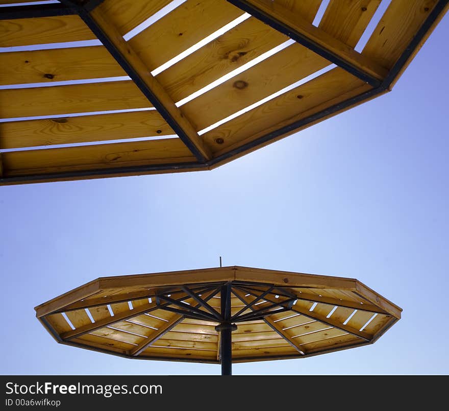 Parasols from the sun in the Egyptian hotel