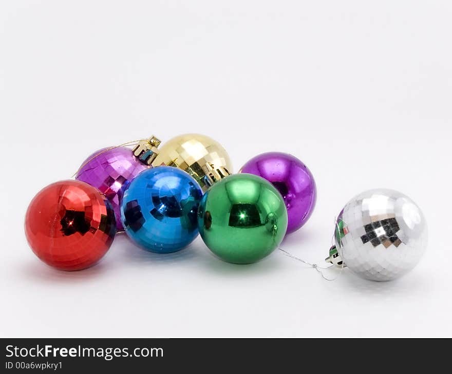 Christmas balls and ornaments on white background. Christmas balls and ornaments on white background