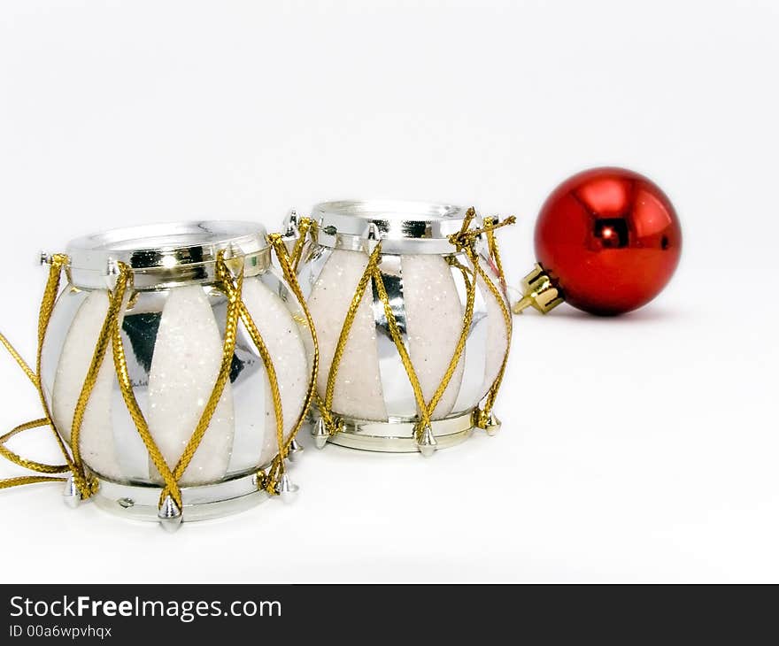 Christmas balls and ornaments on white background. Christmas balls and ornaments on white background