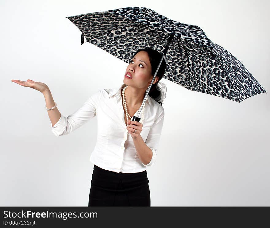 Asian woman and a umbrella.