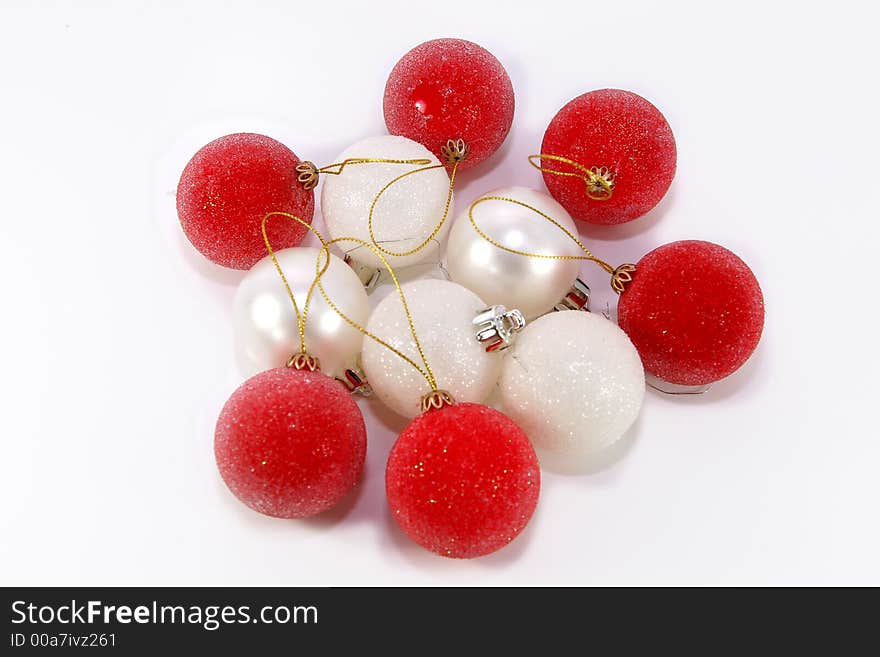 Red, silver and white christmas balls