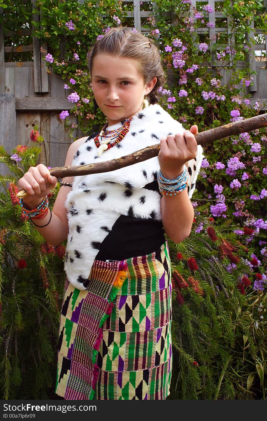 Girl in Zimbabwe tribal dress