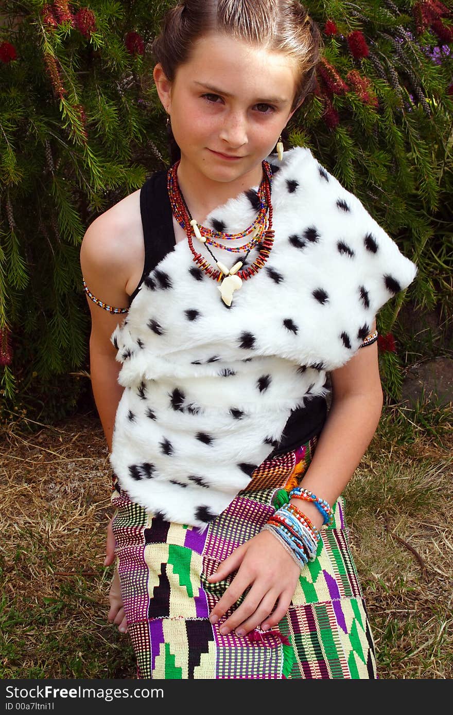 Girl in Zimbabwe tribal dress