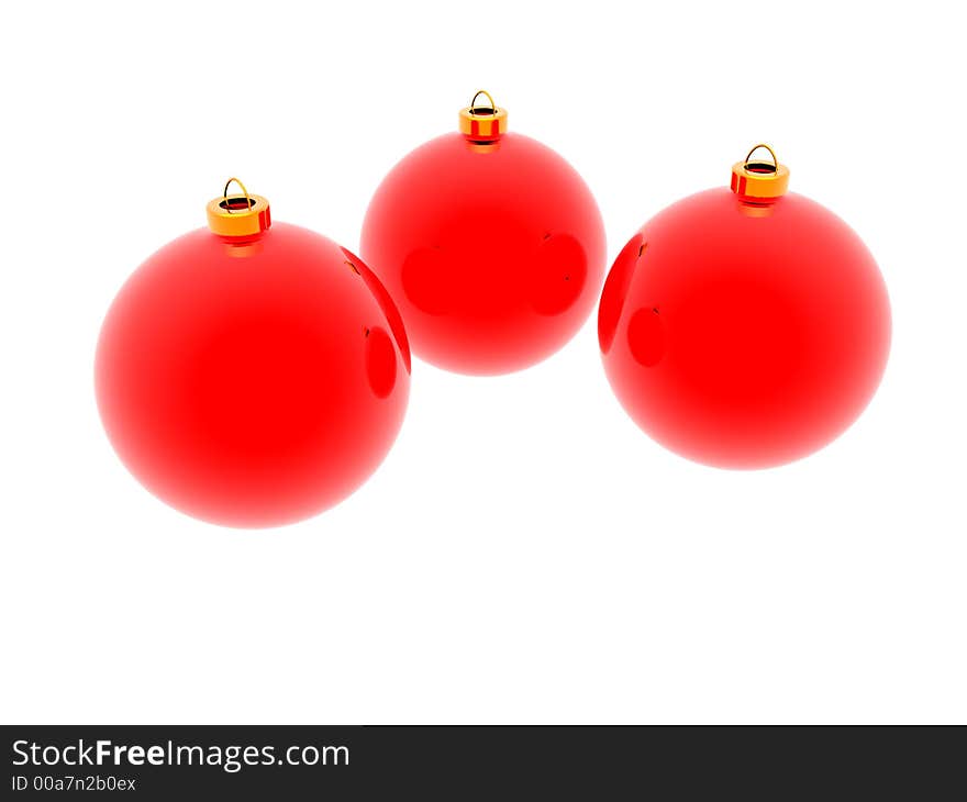 Three xmas balls isolated on a white background. More in my portfolio. Three xmas balls isolated on a white background. More in my portfolio.