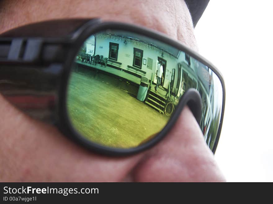 Face detail of a bicycleman in Canada