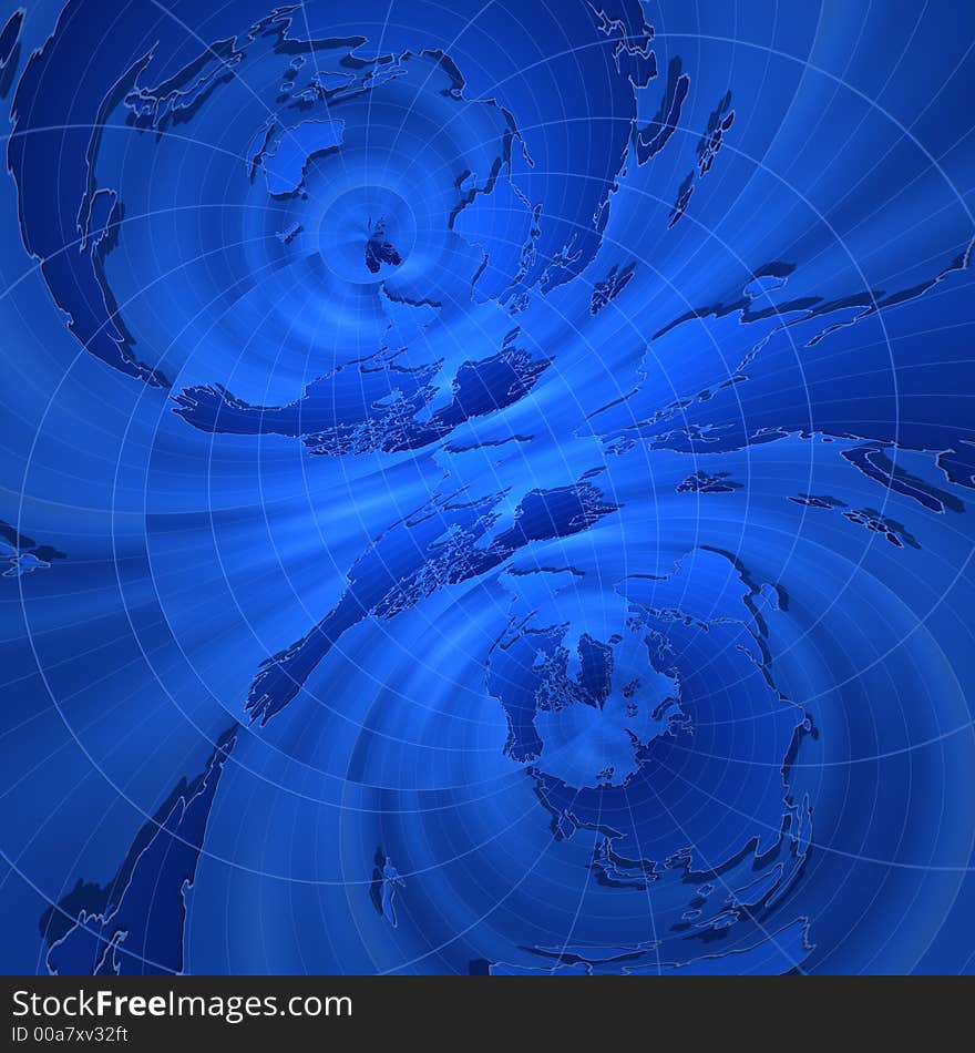 Abstract map of the world. 3d scene. Abstract map of the world. 3d scene.