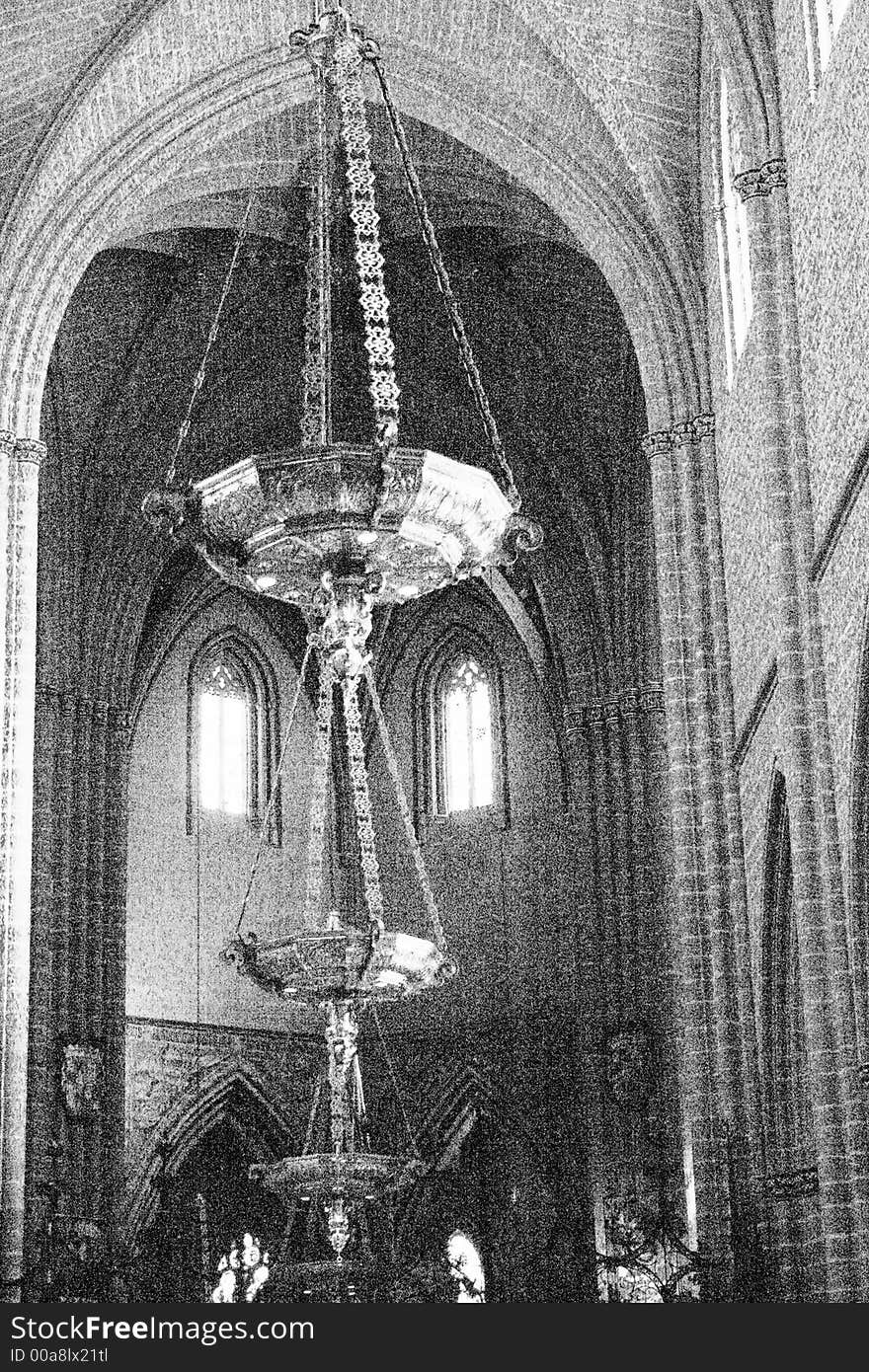 Illustration of ancient censer in the Cathedral in Pamplona, Spain