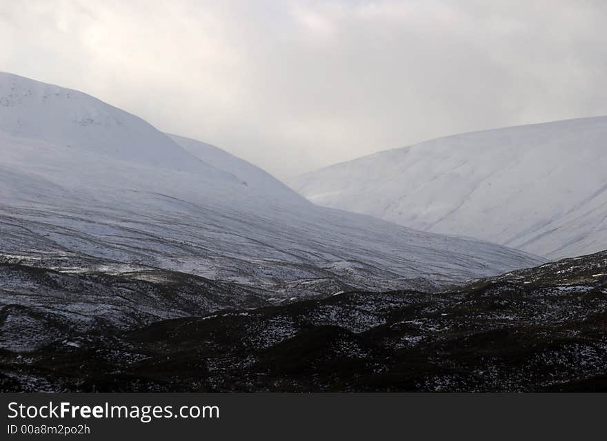 Fresh snowfall in the Scottish Highlands. Fresh snowfall in the Scottish Highlands