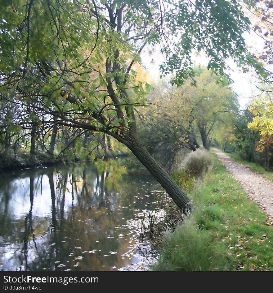 Footh path alongside the canal de Castilla, Palencia, Spain. Footh path alongside the canal de Castilla, Palencia, Spain