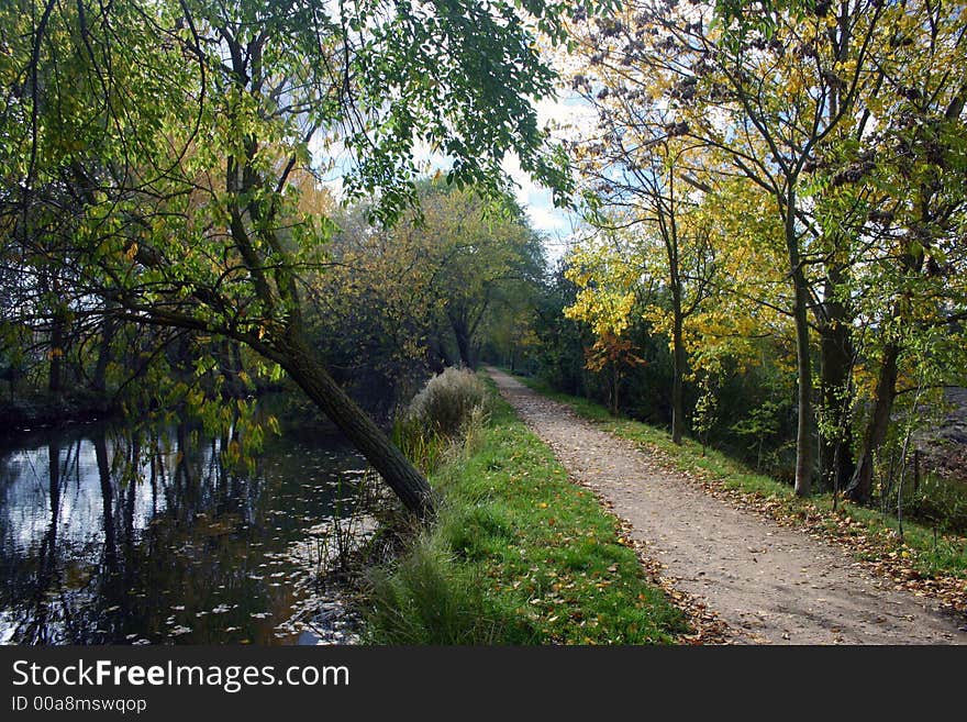 Footh path alongside the canal de Castilla, Palencia, Spain. Footh path alongside the canal de Castilla, Palencia, Spain