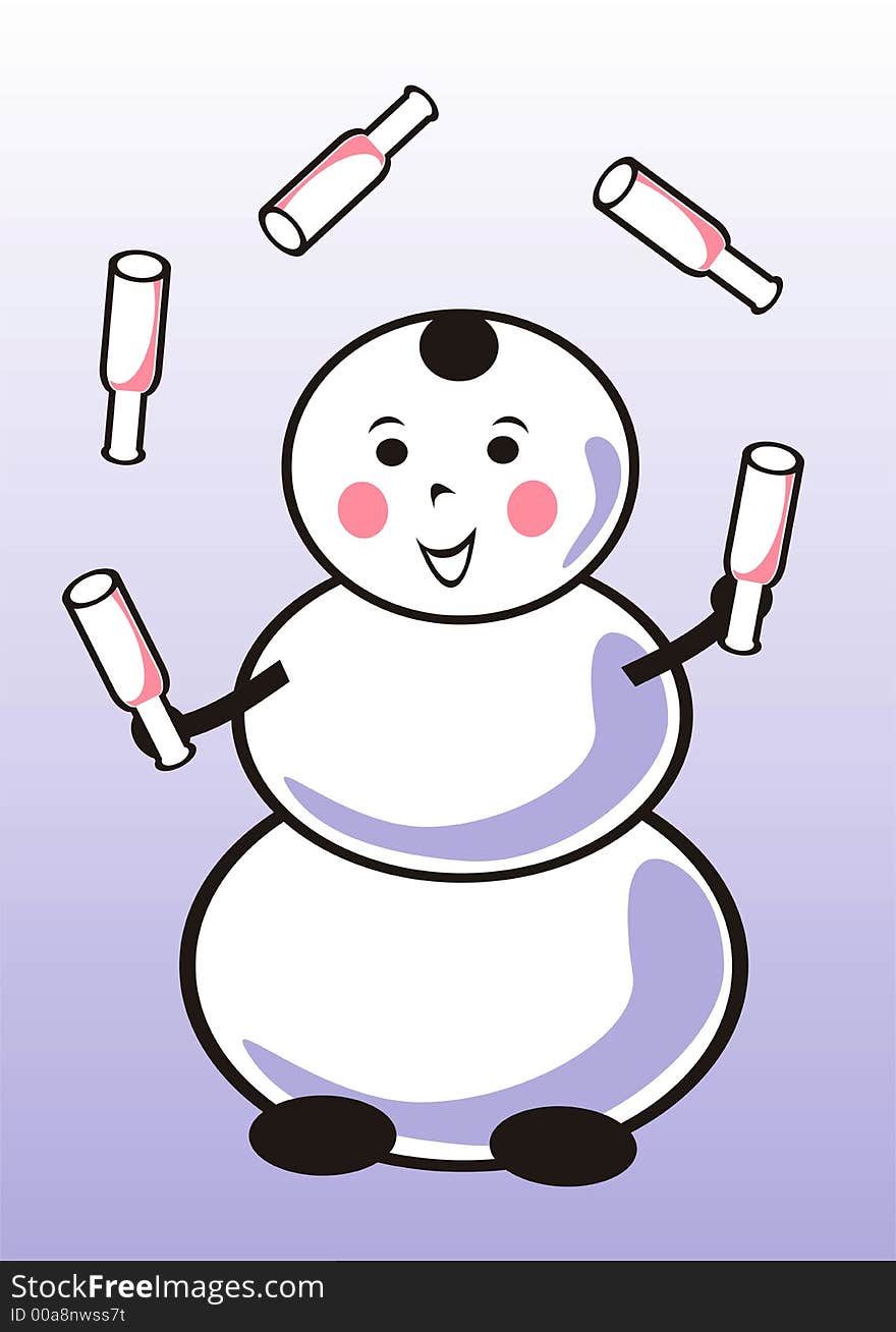 Fun snowman with five bottles