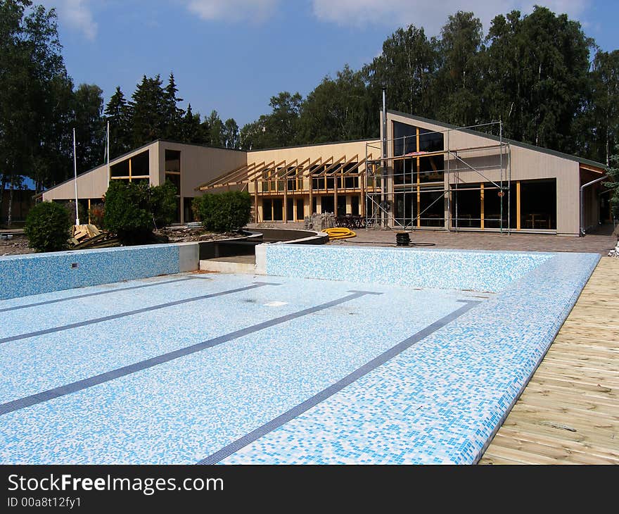 Building a brand new swimming pool with facilities. Building a brand new swimming pool with facilities