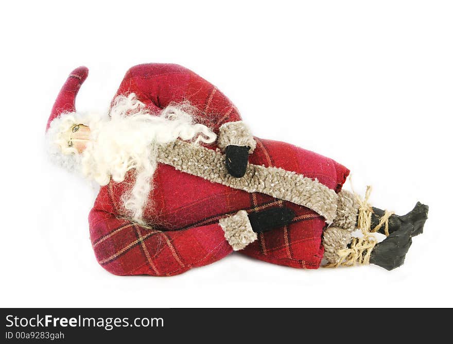 Reclining Father Christmas - isolated on a white background. Reclining Father Christmas - isolated on a white background