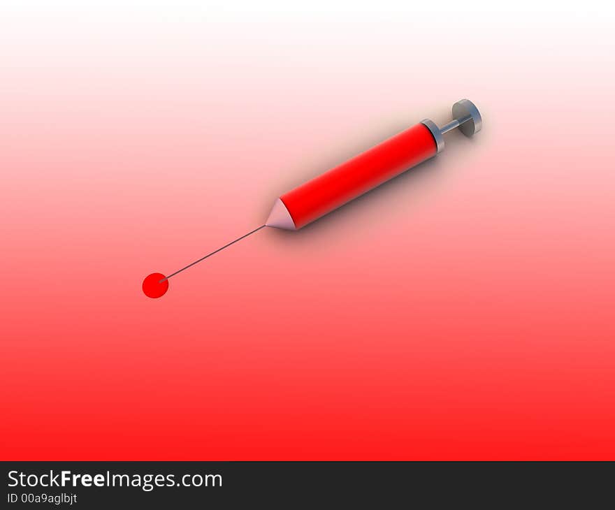 A syringe which is full of red blood. A syringe which is full of red blood.