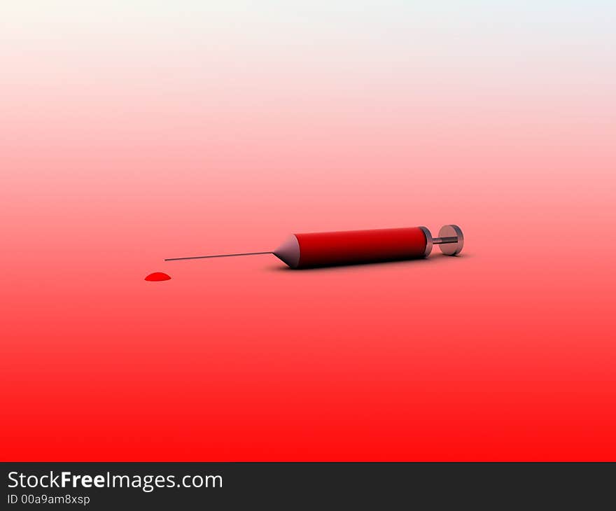 A syringe which is full of red blood. A syringe which is full of red blood.