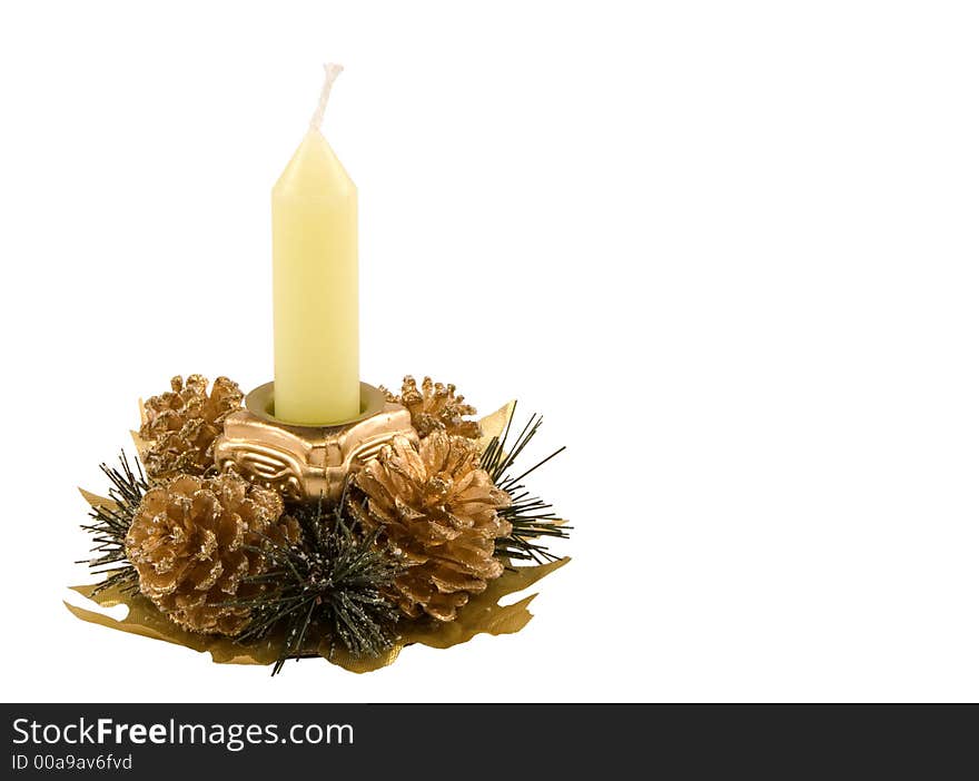 Christmas candlestick isolated on white