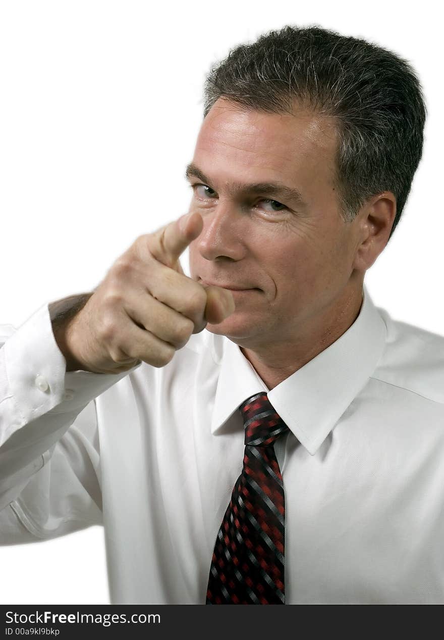 Man in a white shirt and tie using expressive body language to make a point. Man in a white shirt and tie using expressive body language to make a point.