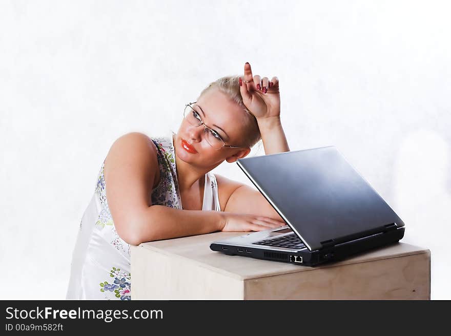 Business woman working with notebook