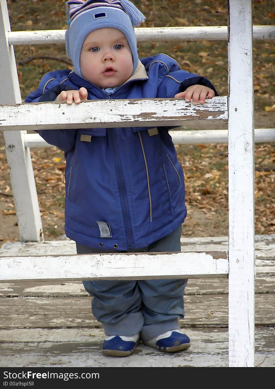 The child on a ladder (a theme: ascentions on a career ladder in execution of the one-year-old child) -. The child on a ladder (a theme: ascentions on a career ladder in execution of the one-year-old child) -