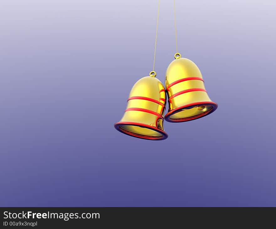 Christmas ornaments. Bells 3D.