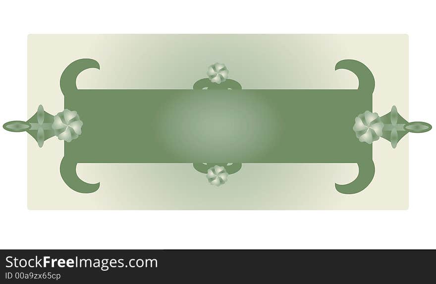 Green and beige banner with floral accents. Green and beige banner with floral accents.