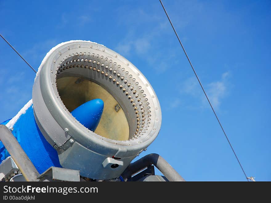 Snowgun, taken in a ski resort in the Alps, close-up image