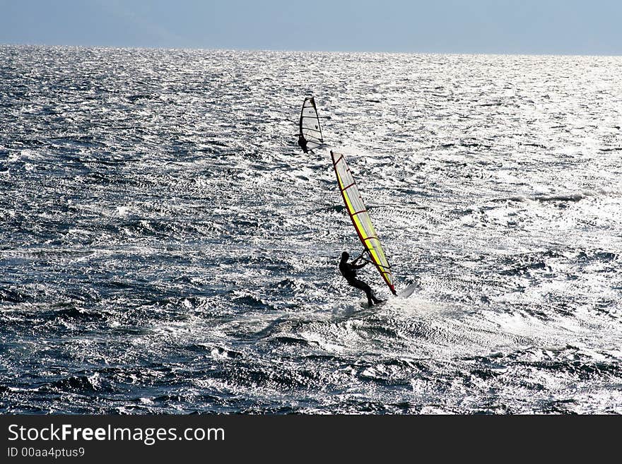 Two Windsurfing boards on the sea in Croatia