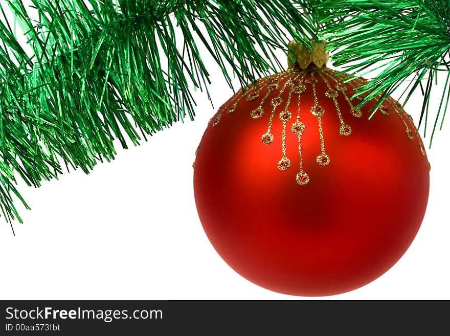 Christmas decoration on the color tinsel background