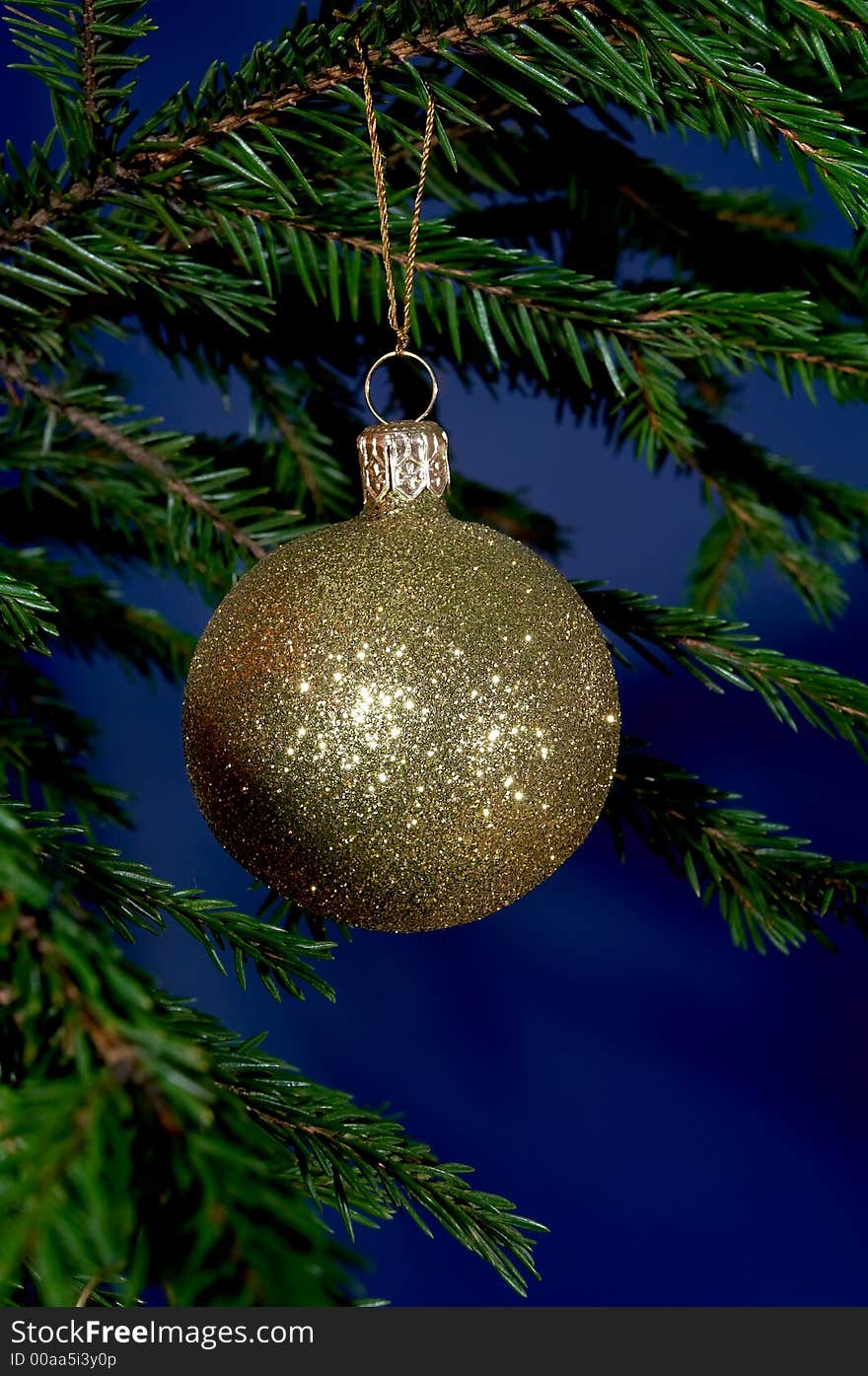 New-Year tree decorations on blue