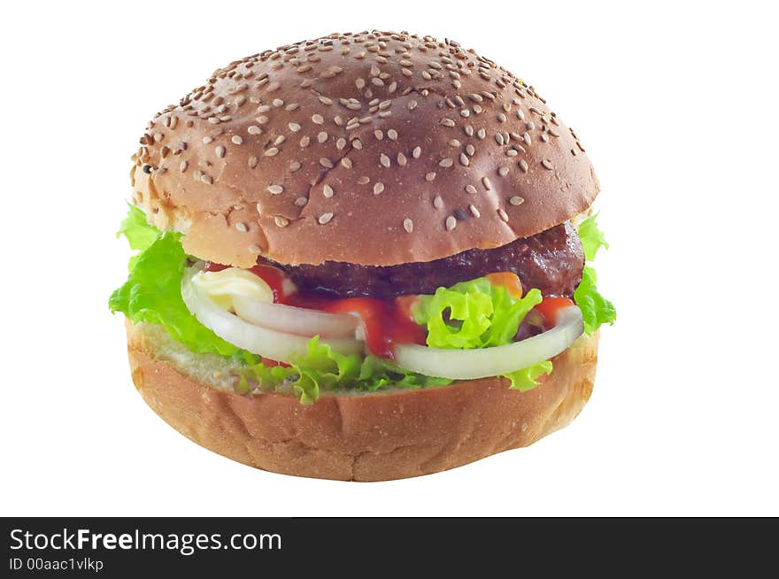 Hamburger isolated on white and clipping path included