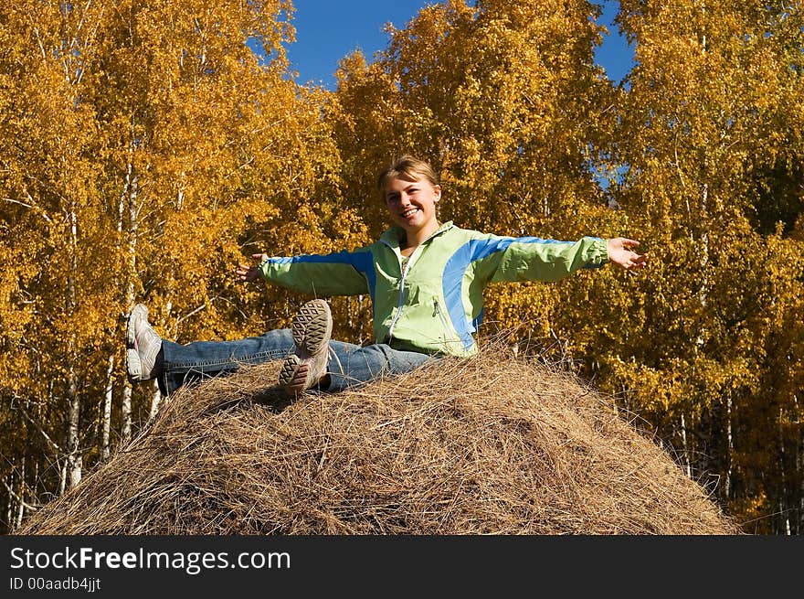 Girl on the hay