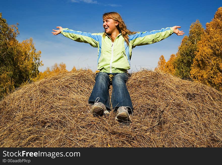 Girl on the hay