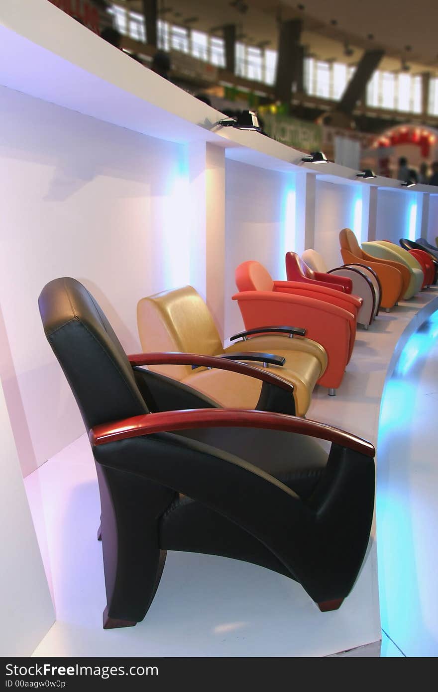 Row of modern designed chairs