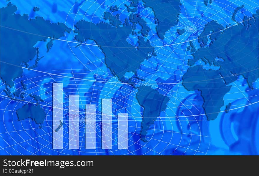 World map with graph, illustration