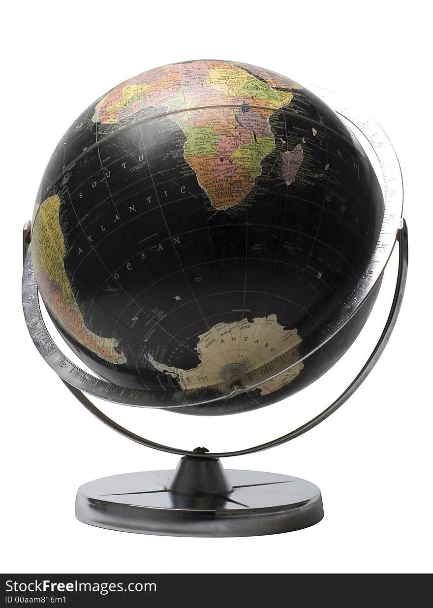 Black earth globe showing the sourthern hemisphere. Black earth globe showing the sourthern hemisphere