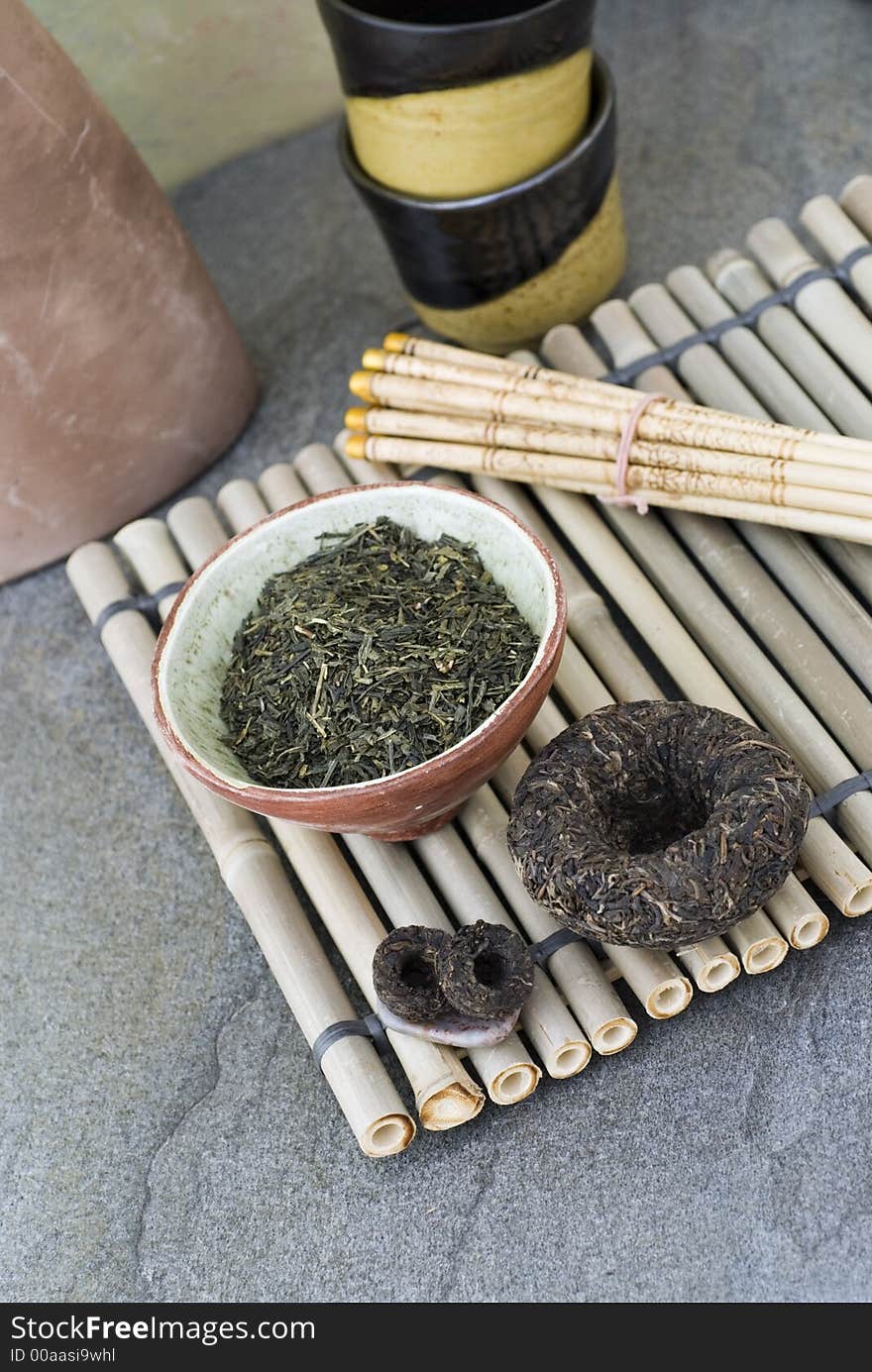 Traditional Chinese teas both green and black.