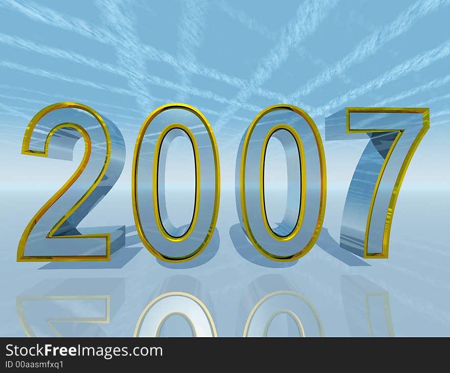 New Year 2007 3D Text with clipping path