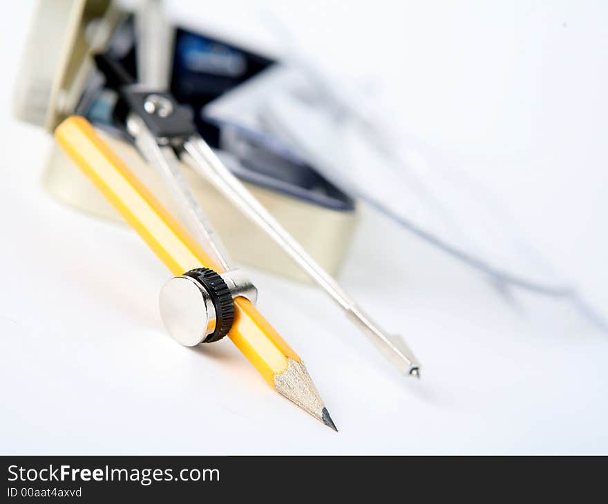 Office tools white background & closeup. Office tools white background & closeup