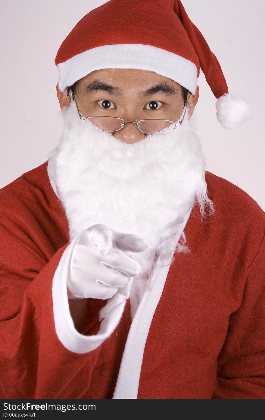 Asian Santa Claus Pointing